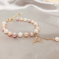tiktk hot fresh water pearl shell bracelets natural pearls pendant classic fashion female girlfriend party matching bracelet
