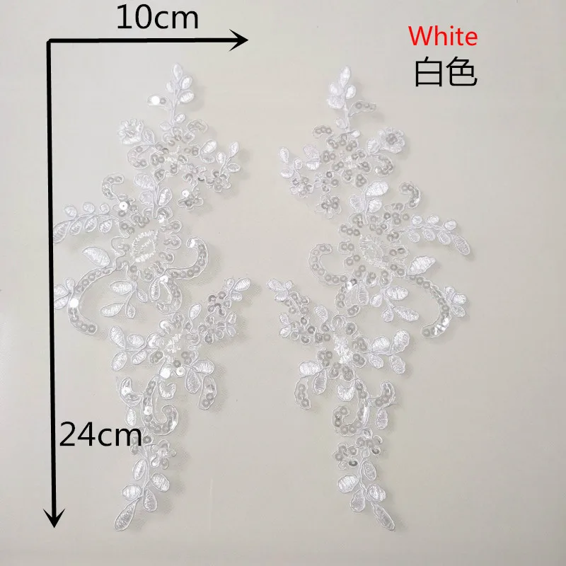 White 10 шт./партия, автомобильная пара, цветок, блестки, свадебное шелковое с аппликацией, украшение, головной убор, кружевная нашивка, свадебная одежда, аксессуары - Цвет: White