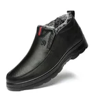 Мужские дышащие ботинки из ПУ кожи, однотонные мягкие ботильоны, Винтажная обувь, 2021