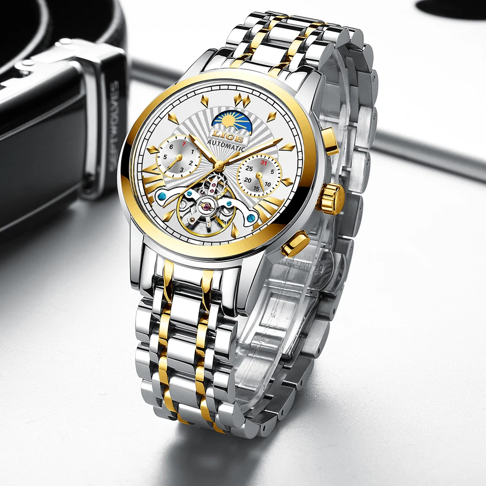 Новинка LIGE мужские s часы Топ люксовый бренд мода Tourbillon автоматические механические часы мужские водонепроницаемые часы со скелетом Montre Homme