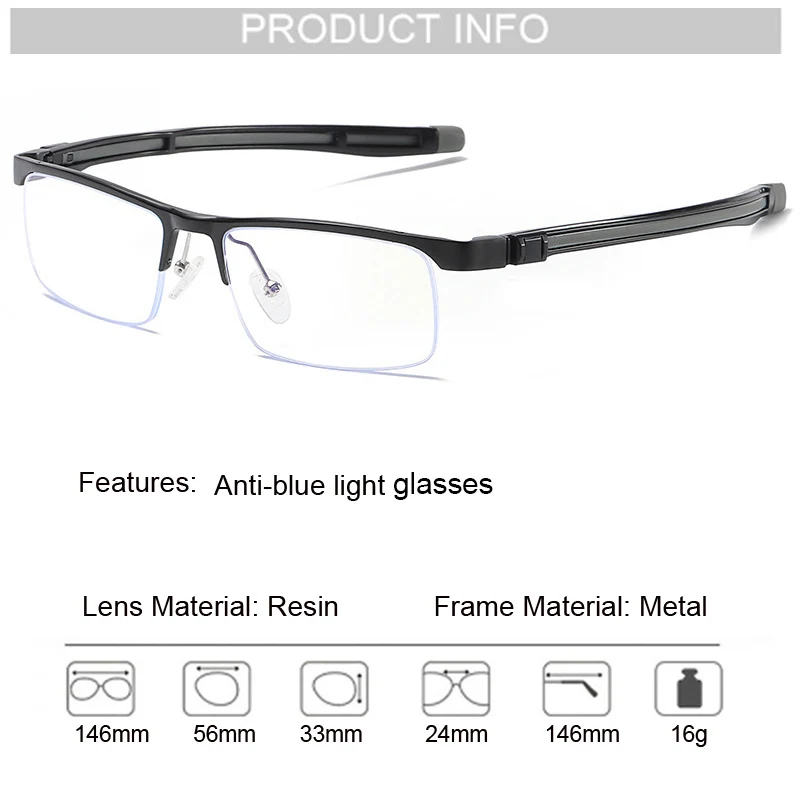 

Anti-Blue Ray Prescription Myopia Glasses Frame Eyeglasses Frames Men Optical Glasses Frames for Women Reading Computer Eyewear