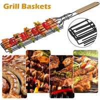 portable mesh grill basket bbq accessories stainless steel barbecue grill basket mesh kitchen outdoor barbecue kitchen tools