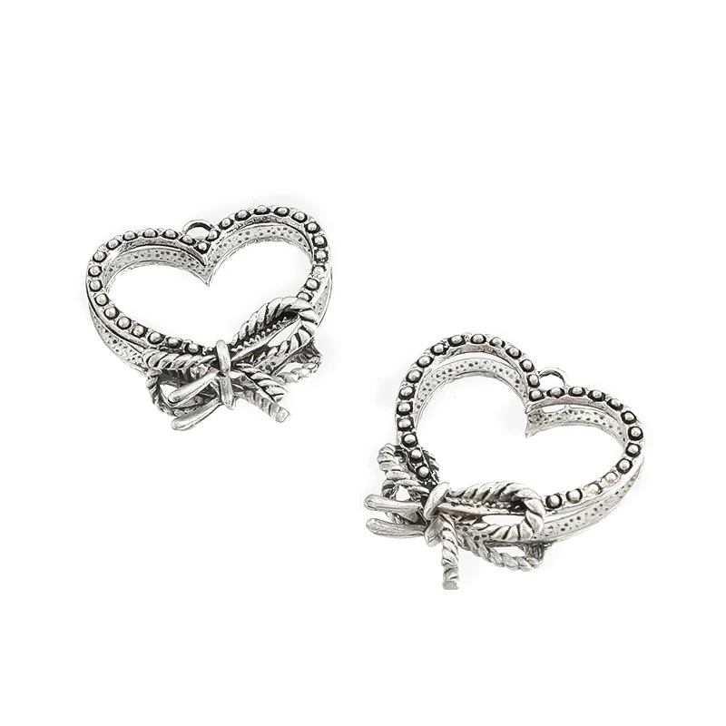 

10pcs Vintage Silver Color Zinc Alloy Hollow Heart Charms Pendant For DIY Jewelry Making Earrings Necklace Accessories 29*30mm