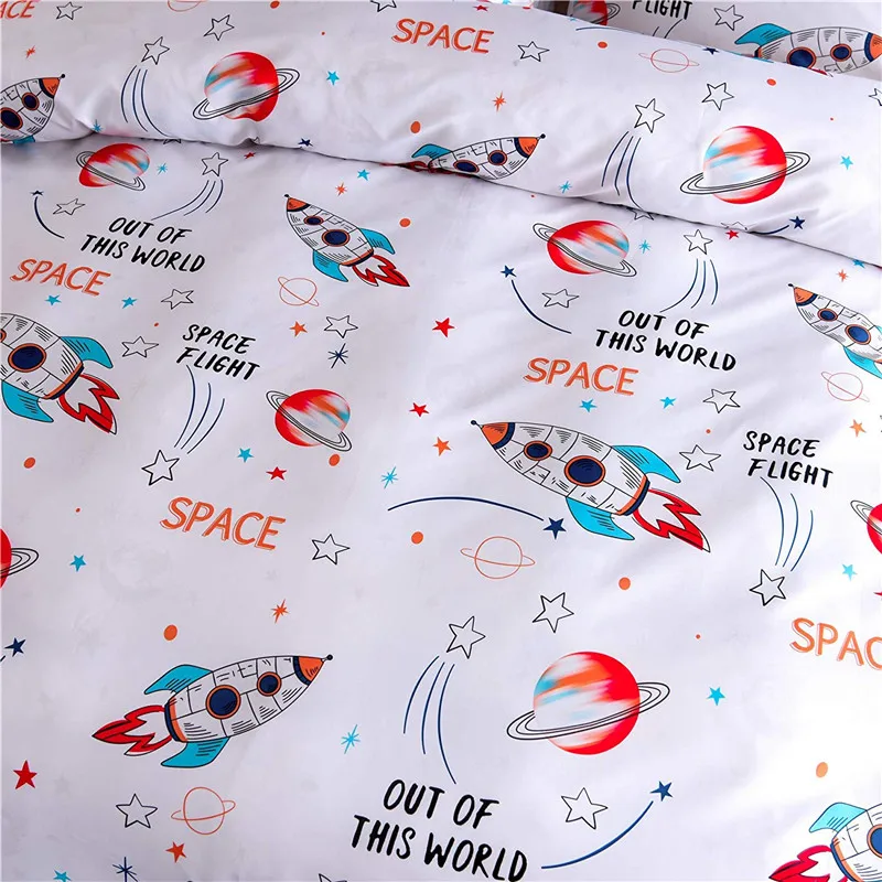 Космическая ракета планета печать постельных принадлежностей стеганое одеяло