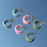 thick rope hoops lightweight hypoallergenic loop earrings for women multicolor spray paint dripping flower twist color earrings