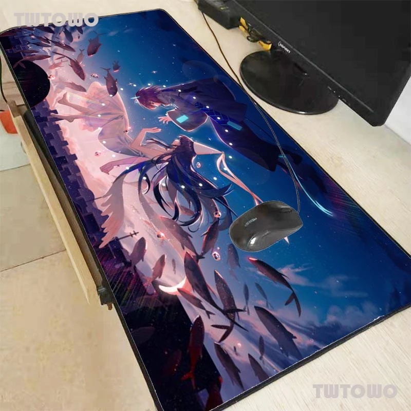 

Парный аниме игровой коврик для мыши в воздухе XXL, компьютерный коврик для мыши, большой резиновый Настольный коврик для клавиатуры и мыши, г...