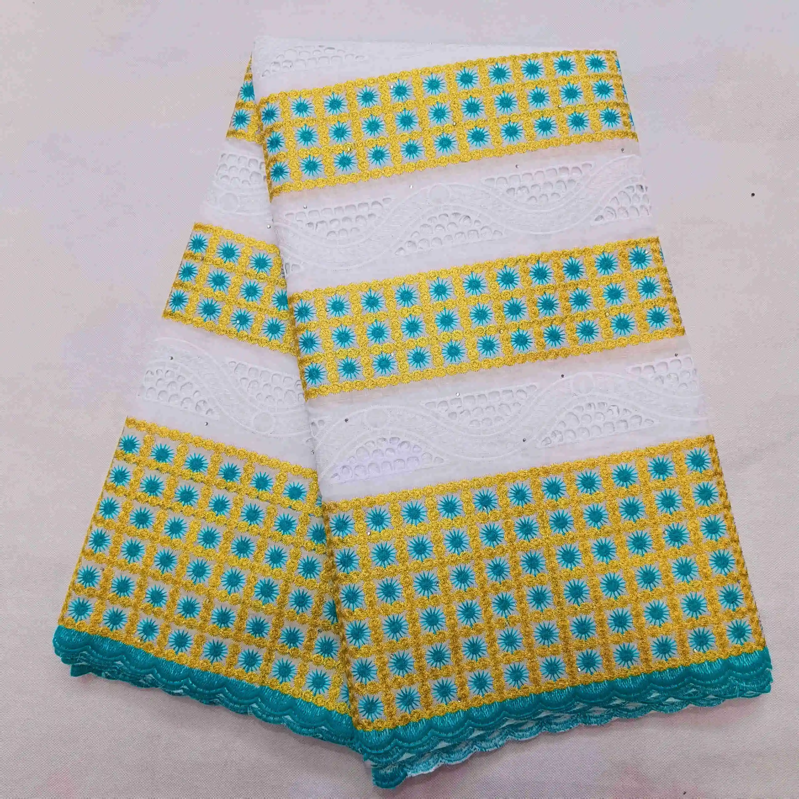 Белая кружевная ткань швейцарская вуаль хлопчатобумажная африканская высокого