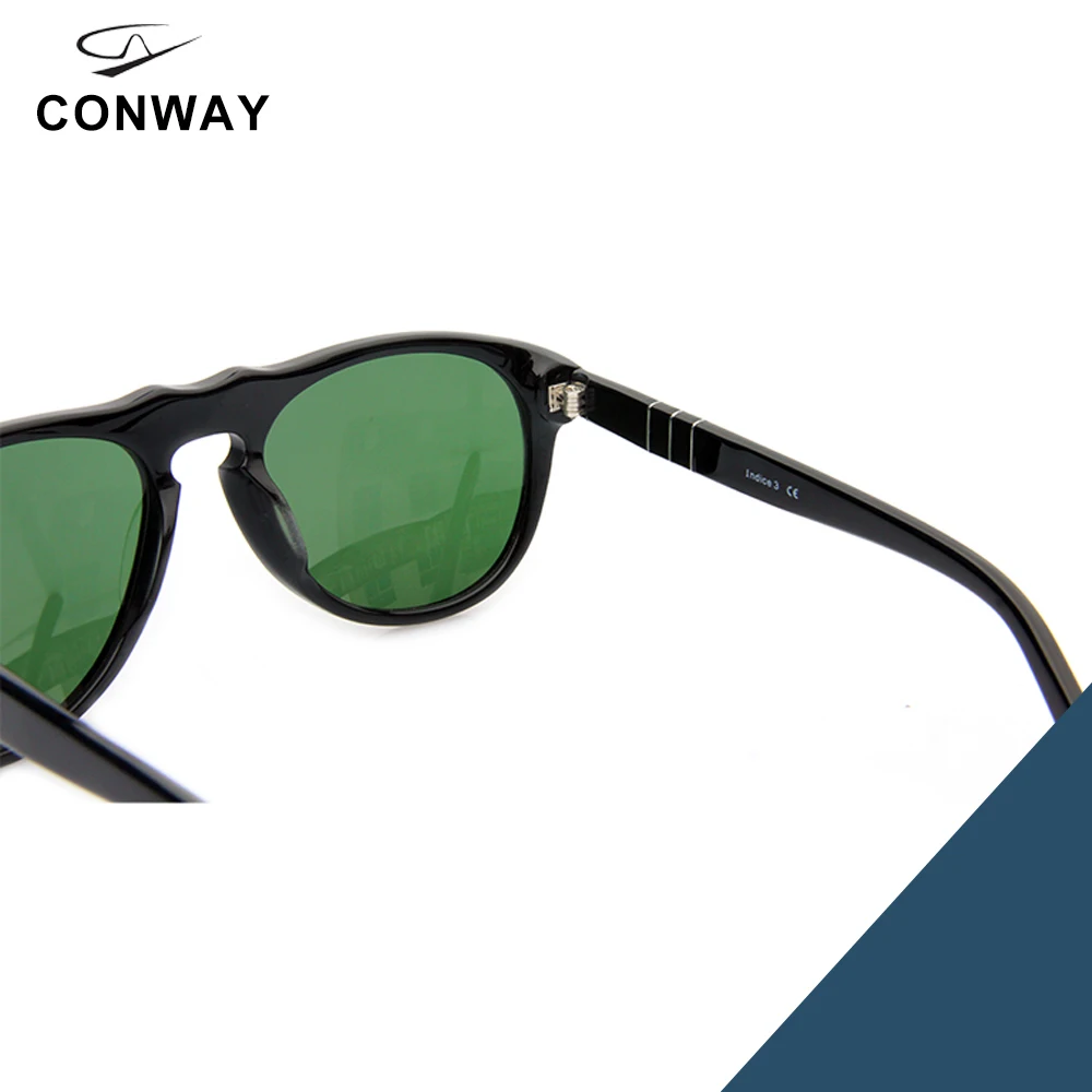 Классические солнцезащитные очки CONWAY для мужчин и женщин, очки для вождения, защита от ультрафиолета, ацетат, большая оправа, гибкие дужки, фирменный дизайн, черная Гавана