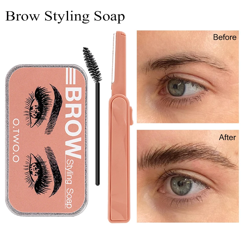 4 Colors Waterproof Eyebrow Soap Wax Kit 3D Feathery Wild Eyebrow Styling Gel Tint Pomade Makeup Lift Brow Sculpt Soap Cosmetic