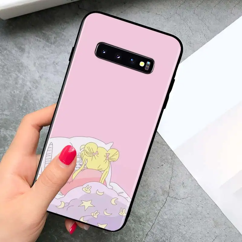 

Cute sailor moon for Samsung Galaxy S21 Ultra Plus Note 20 10 9 8 S10 S9 S8 S7 S6 Edge Plus Black Phone Case