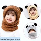Детская бархатная шапка для родителей и детей, зимняя шапка-слюнявчик для мальчиков и девочек, цельная детская шапка с защитой ушей, головная шапка с пандой для детей
