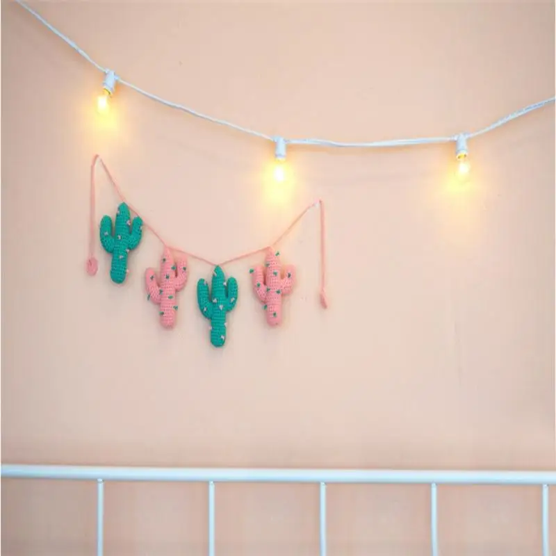 

DIY Woven Hand-knitted Cotton Cactus Shape Wall Hanging Ornaments Children's Room Nordic Style Home Party Wall Decor Supplies