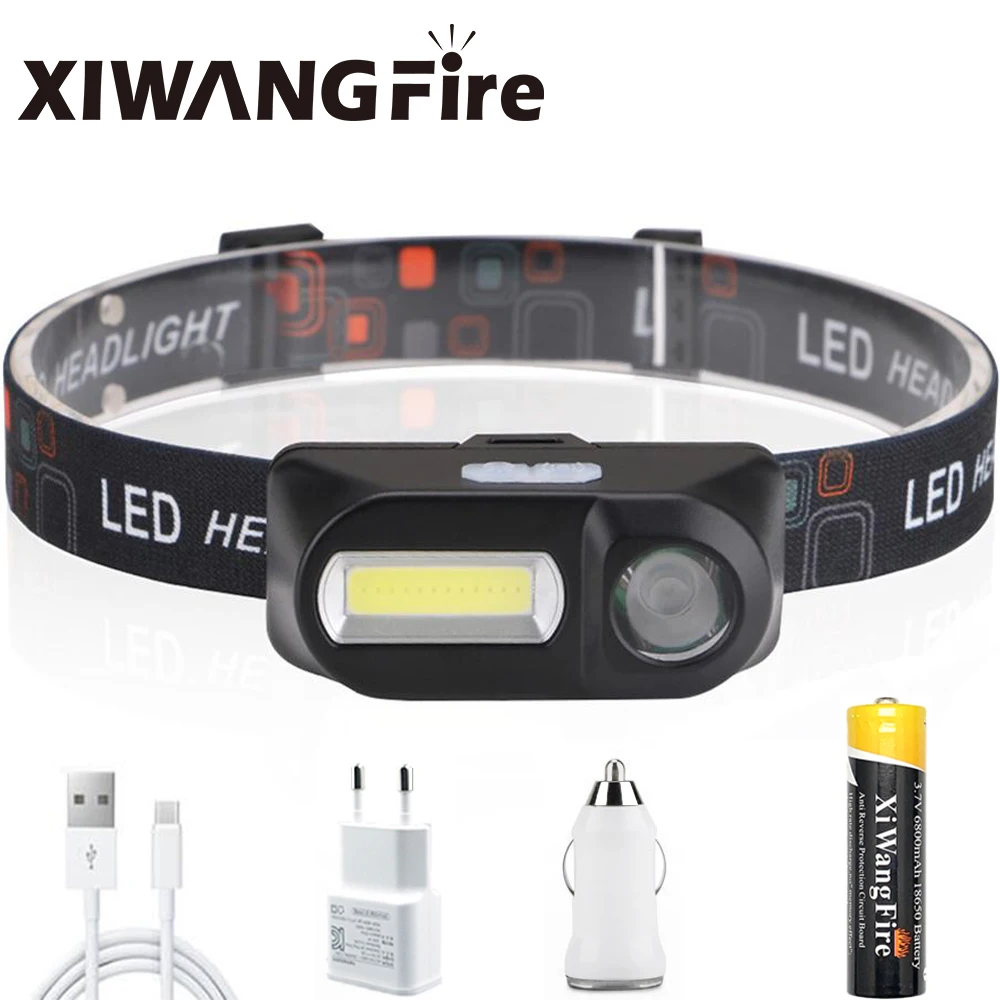 

Портативный мини светодиодный фонарь XIWANGFIRE Xpe + Cob USB, перезаряжаемый водонепроницаемый фонарик для кемпинга, рыбалки