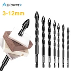 Набор сверл для открытия керамической плитки, 3-12 мм, шестигранное сверло с крестом, подходит для деревянной доски, металлического сплава, стен, стекла, треугольника, инструмент
