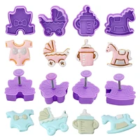 4pcs cookie cutter mold set baby bottle carriage onesie rocking horse cake decorating tools baby shower supplies