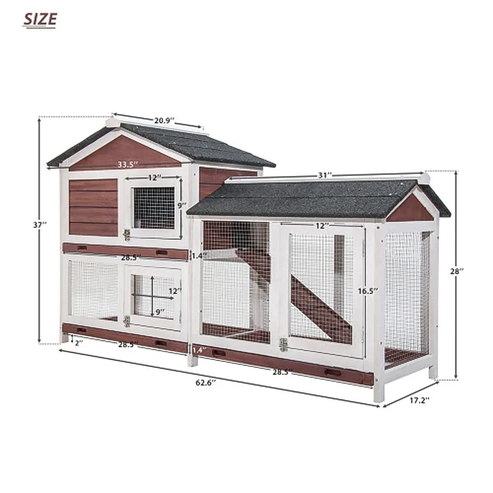 

Pet Rabbit Hutch Wooden House Chicken Coop for Small Animals Waterproof