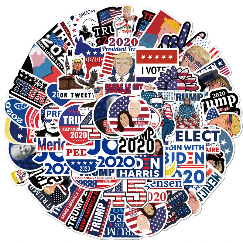 

50pcs Trump Cartoon scrapbooking Stickers packs Waterproof Skateboard Suitcase Guitar Graffiti decals pasters Kid Toy