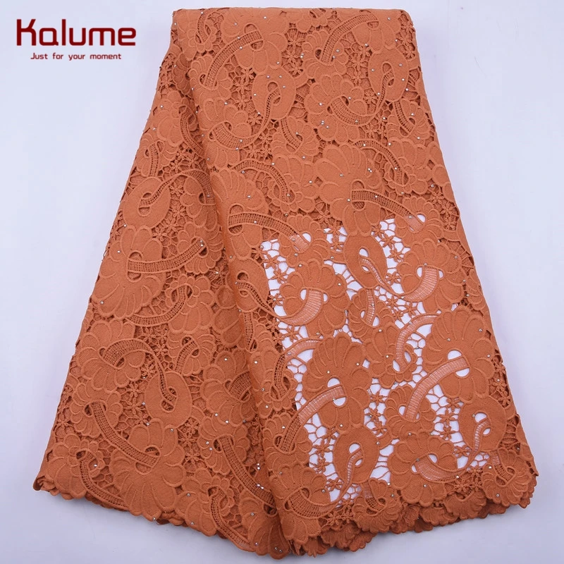 Kalume гипюровая кружевная ткань с вышивкой африканская камнем нигерийские