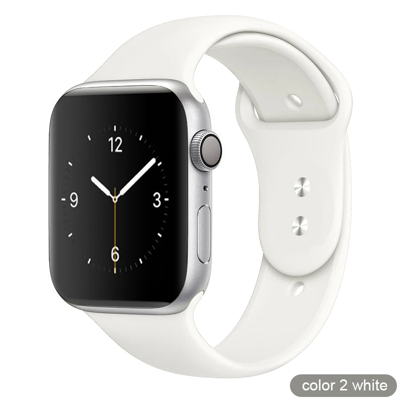 Цветной мягкий силиконовый спортивный ремешок для Apple Watch серии 1 2 3 4 5 38 мм 42 мм резиновый ремешок для часов 40 мм 44 мм iWatch 4/5 - Цвет ремешка: 02 White