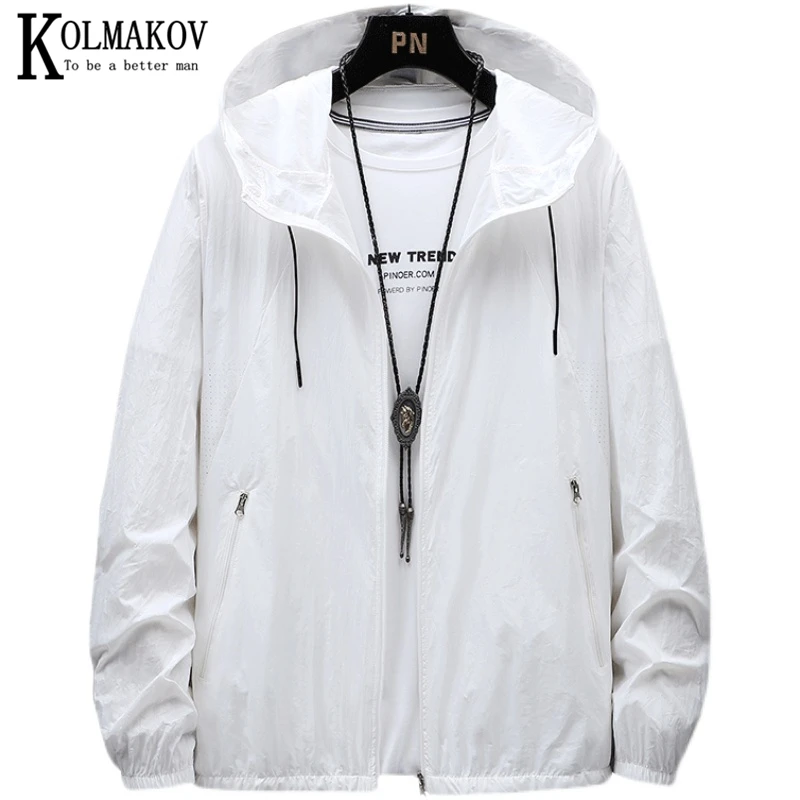 

KOLMAKOV Sun Protection Air Permeable And Ultraviolet Protective Clothing Hooded Leisure Loose Men's Skin Coat Size M-5XL