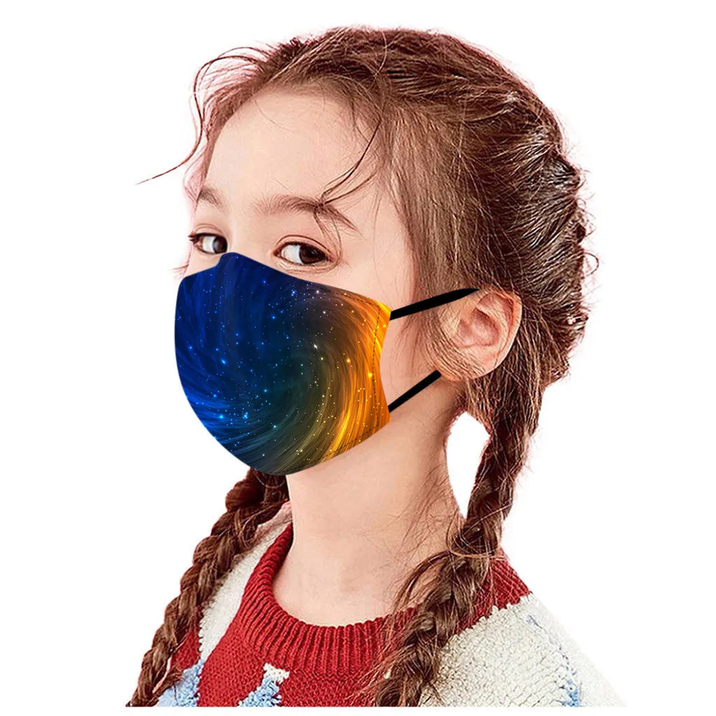 

5PC Children's Adjustable Kids Children Ice Cotton Mouth Face Mask Windproof Reusable Printed Face Mask For Boys Girls Masque