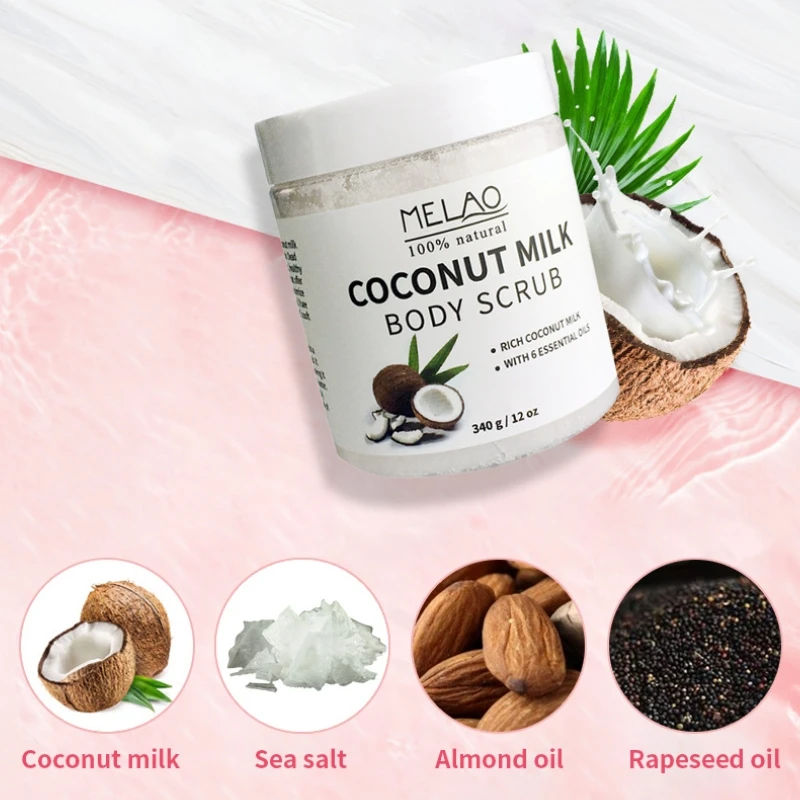 

3 Pcs Salt Natural Whitening Cream Coconut Milk Essential Oil Body Face Scrub Exfoliating Blackheads Sea