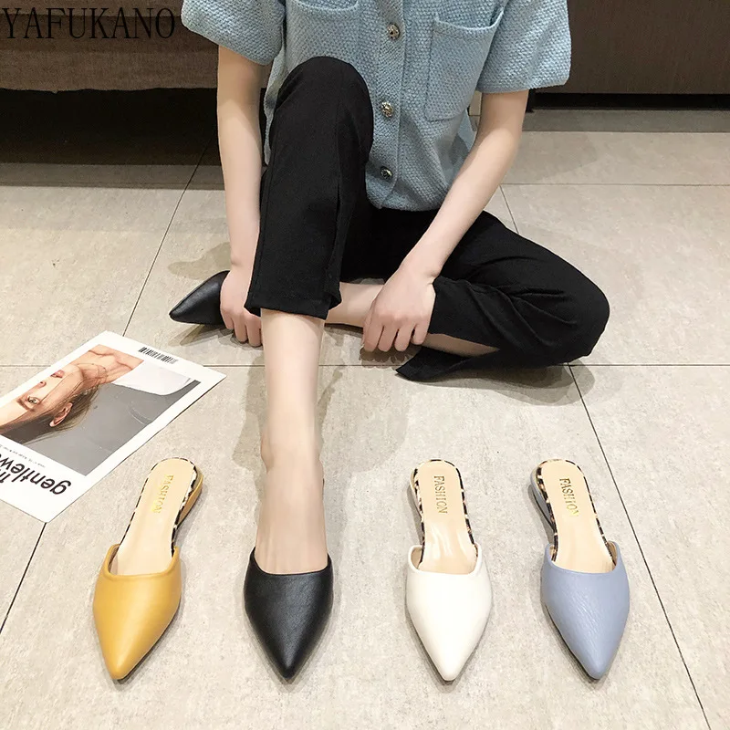 

2022 NEW Ladies Slippers Elegant High Heel Women Mules Summer Sexy Pointed-Toe Slip on Ladies Office Shoes Pumps Female