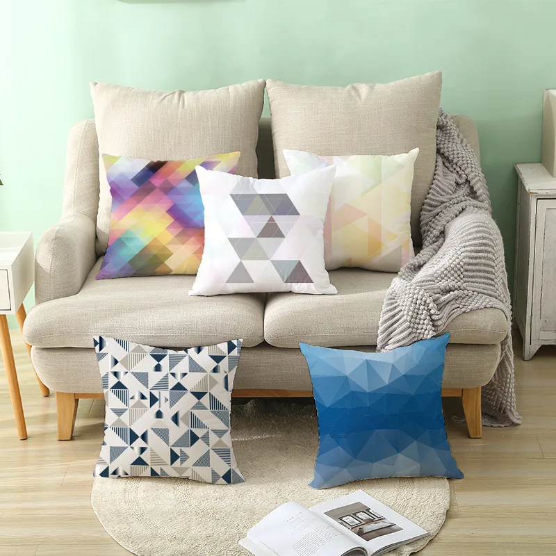 Geometric Prism Cushion Cover Pillow case Polyester Velvet Home Decortion Colorful Sofa Car Throw Pillows Covers 45x45cm | Дом и сад