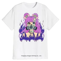 wholesale fashion graphic t shirt kawaii anime girl creepy womens t shirt plus size custom printing soft cotton t shirt