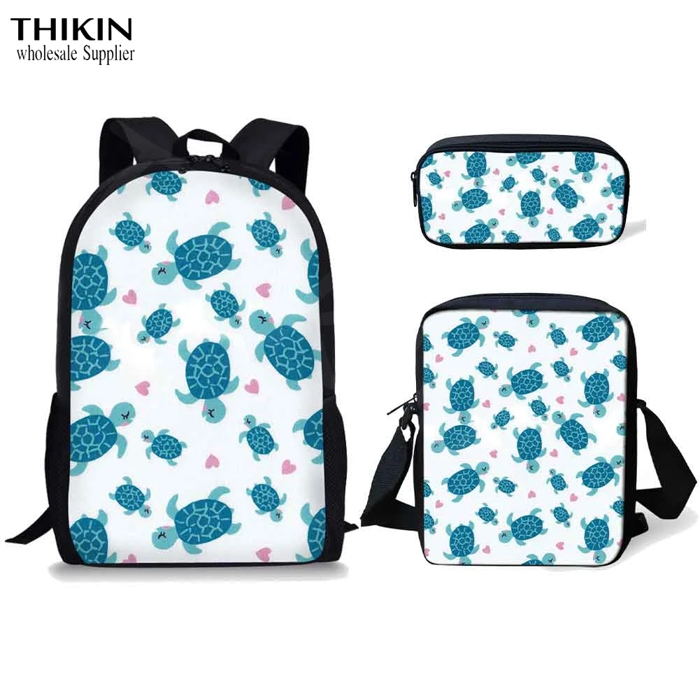 Школьные ранцы THIKIN для мальчиков милые 3D сумки с морской черепашкой в стиле ретро