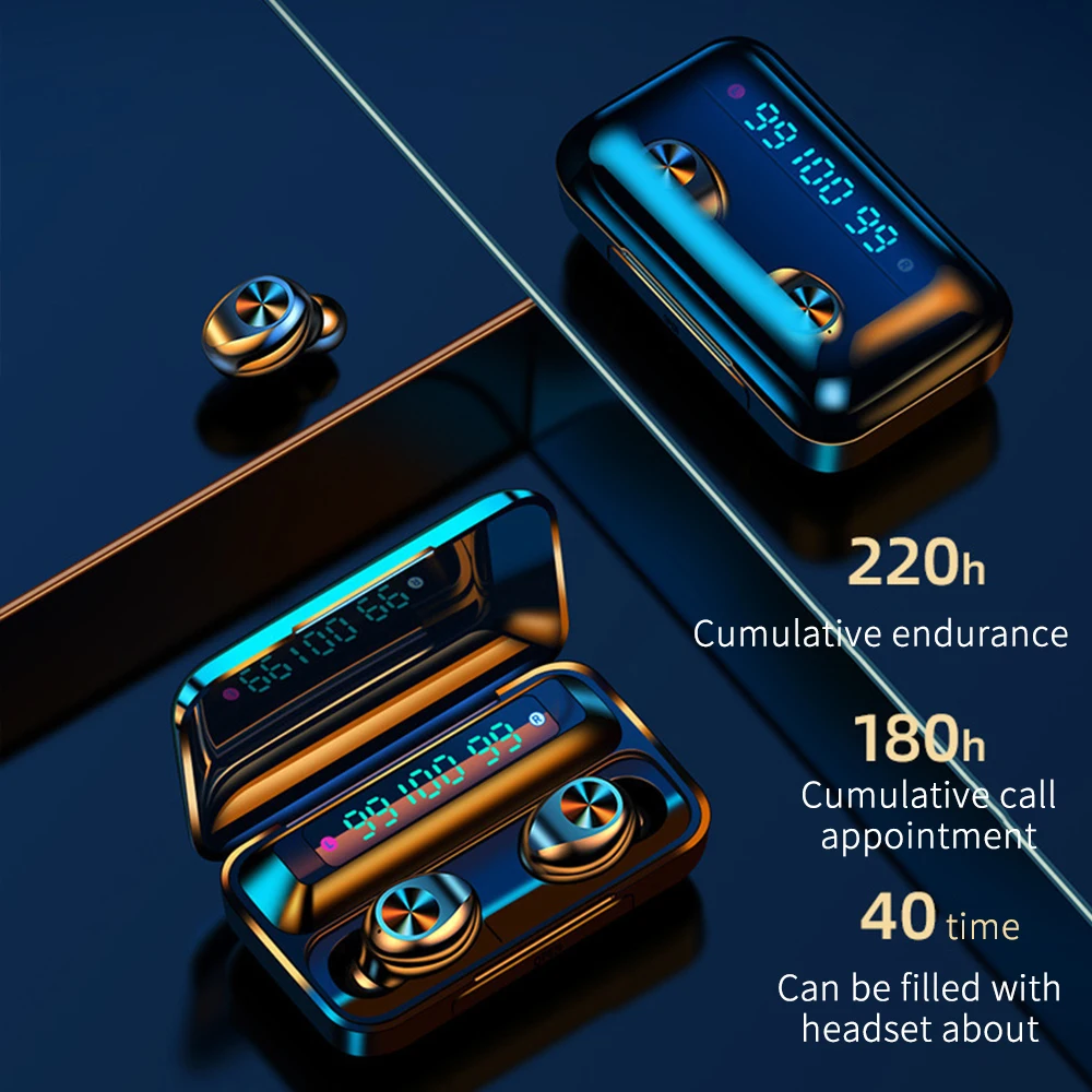 F9 10 Bluetooth 5 0 гарнитура TWS fone de ouvido цифровой дисплей три true display Спорт беспроводной
