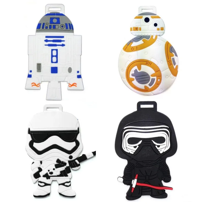 Новинка Мультяшные R2-D2 бирки для багажа BB-8 черный рыцарь силиконовый
