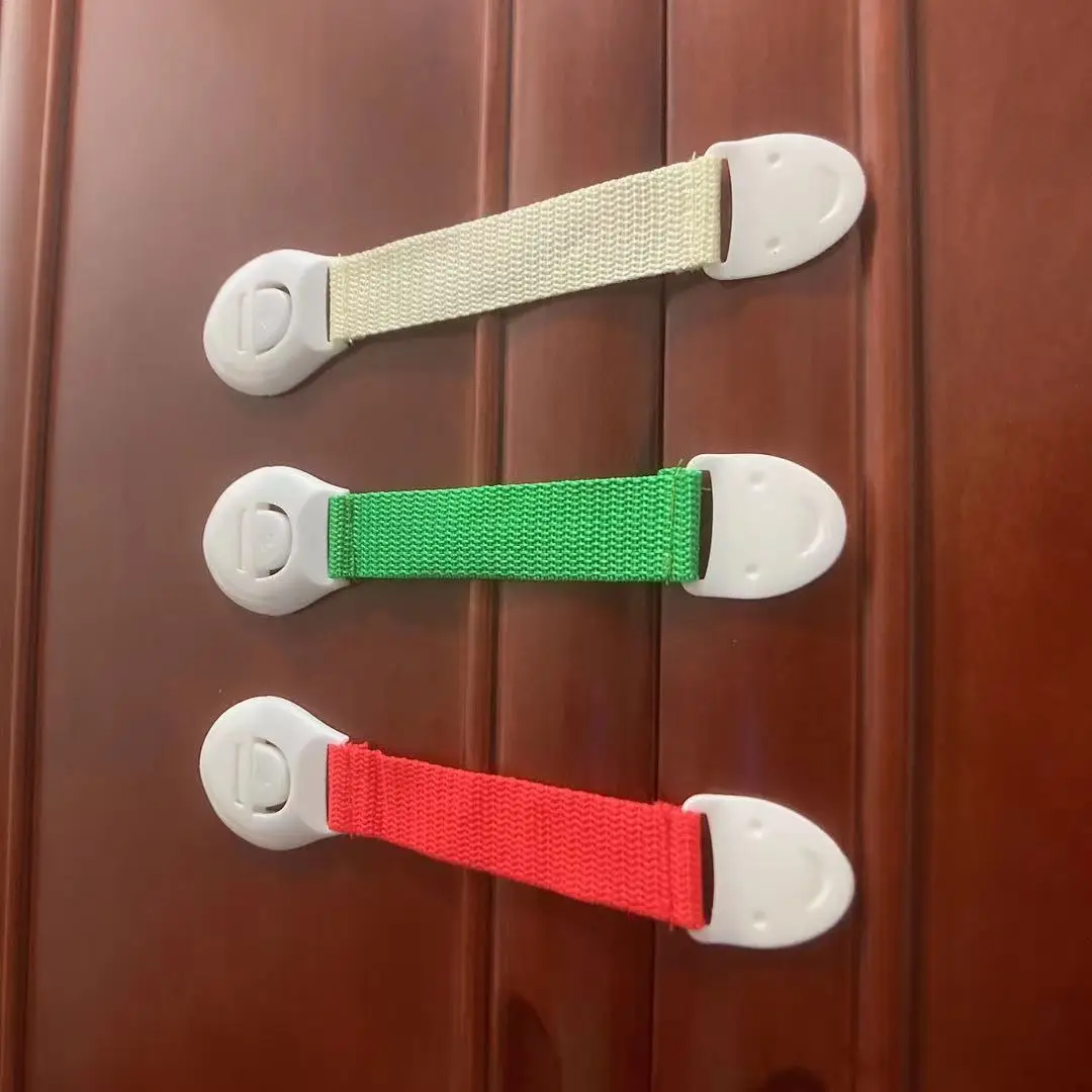 10 unids/lote caj&oacute;n del Gabinete de la puerta beb&eacute; protecci&oacute;n armario ba&ntilde;o cerraduras de seguridad de los ni&ntilde;os del beb&eacute; de seguridad pl&aacute;stico cerraduras correas-3