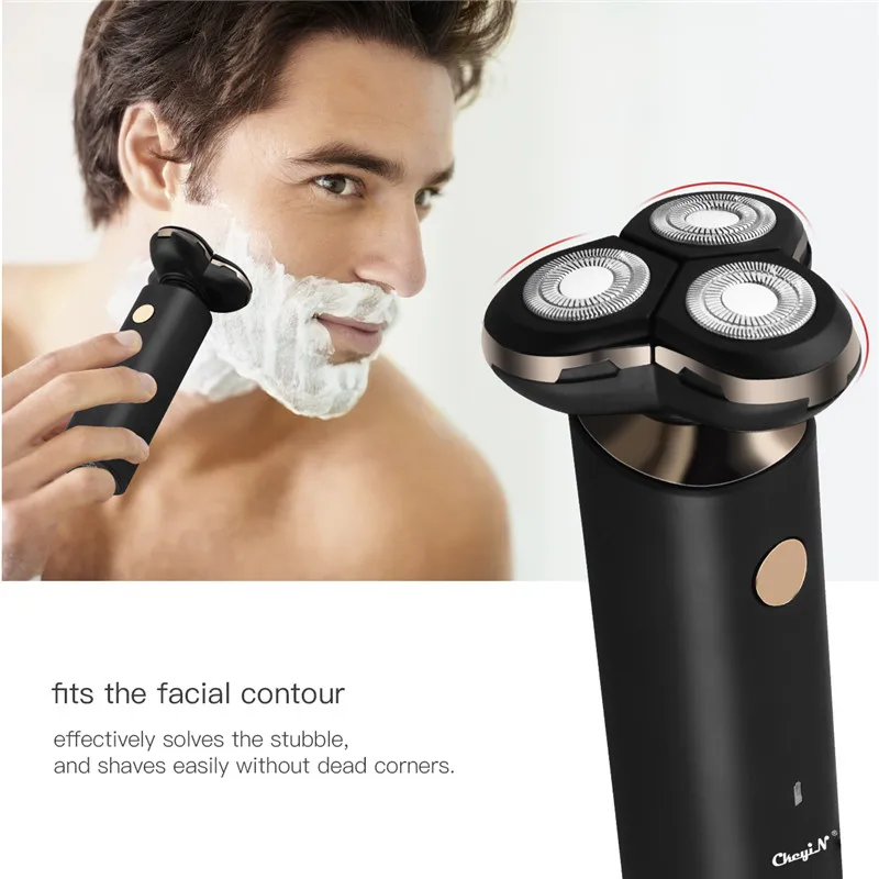 

2 in 1 USB Rechargeable Razor Electric Shaver 4D Floating Triple Blade Head Beard Trimmer Men Shaving Machine Nose Hair Trimmer