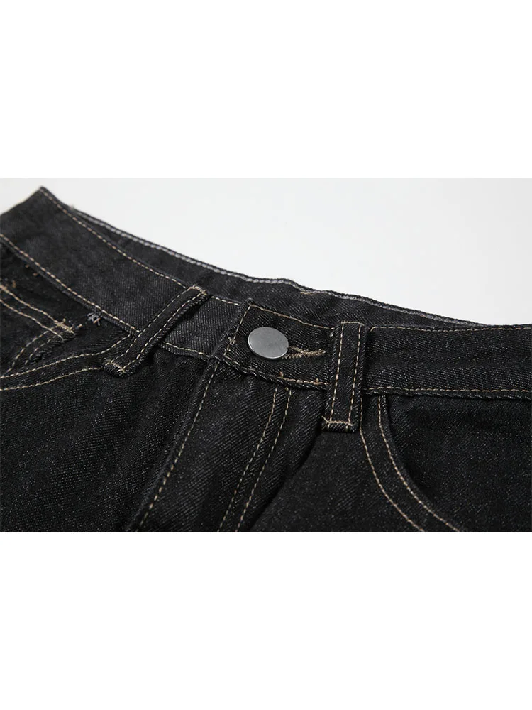 Женские черные джинсы с высокой талией готические винтажные мешковатые прямые