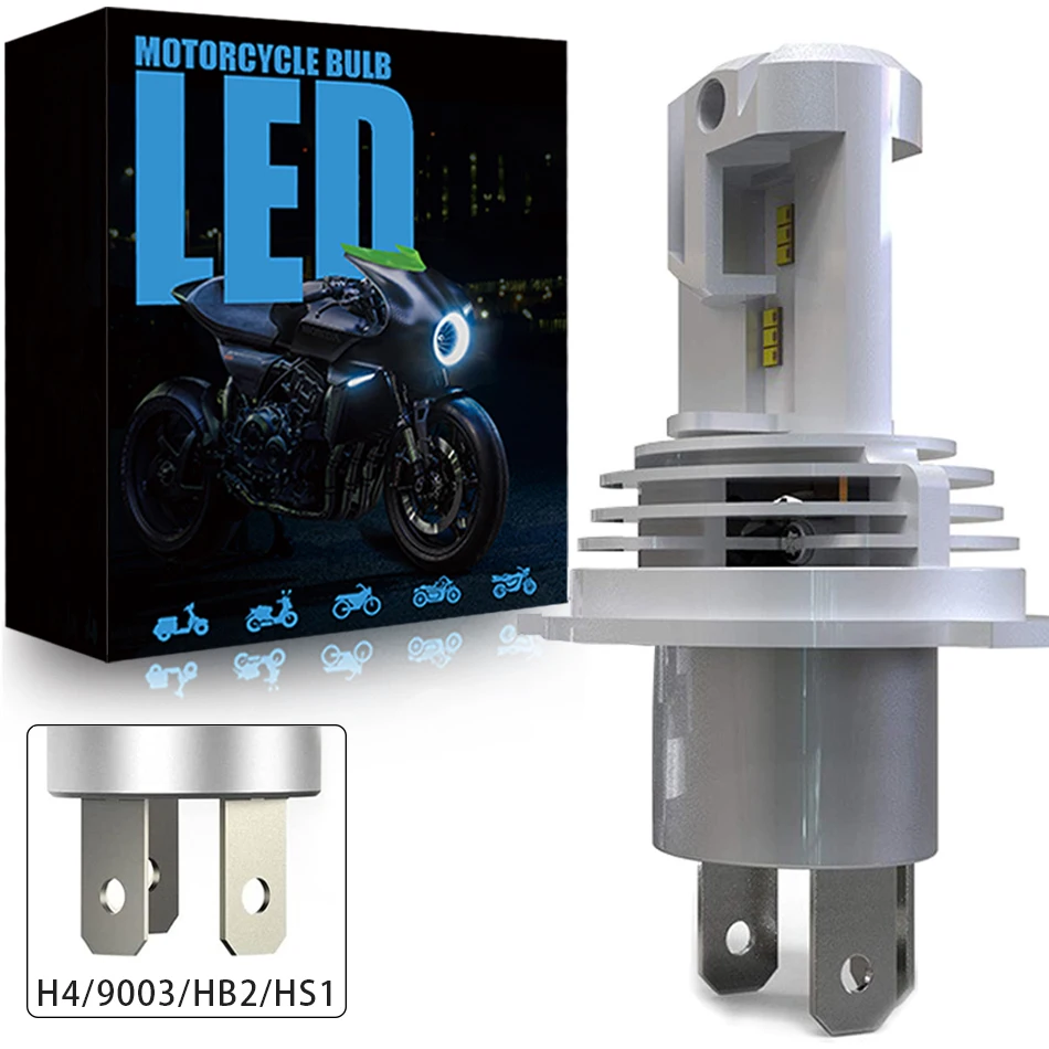 H4 HS1 LED Motorcycle Headlight Bulb 6000LM 9003 HB2 Moto Light 12V Plug-N-Play 6000K Super Bright Enduro Cafe Racer Accessories |
