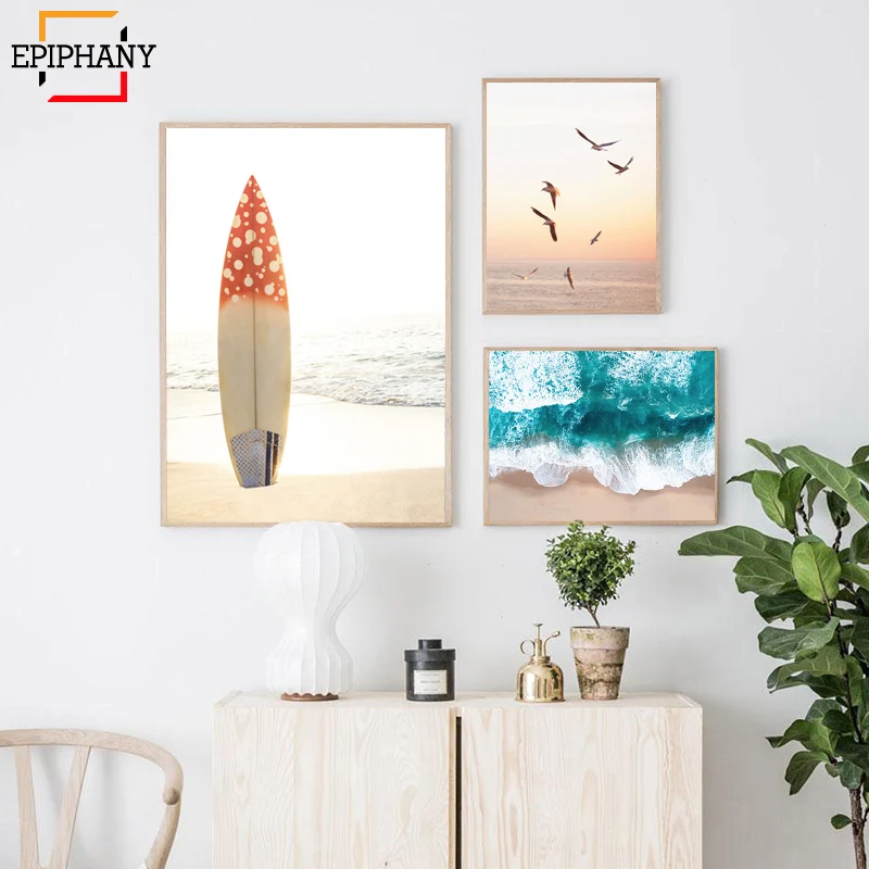 Калифорнийская пляжная Настенная картина современный принт берега бохо холст