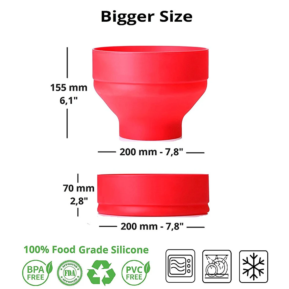 

Microwave Popcorn Popper Food Grade Silicone Popcorn Maker Collapsible Bowl With Lid Heat Resistance For Home Party