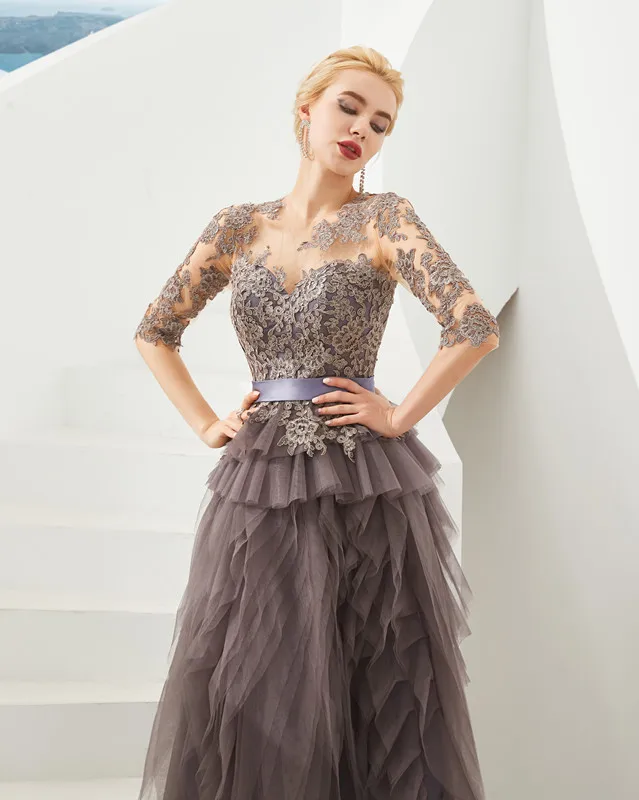 Женское платье для матери невесты элегантное Многоярусное кружевное из тюля с