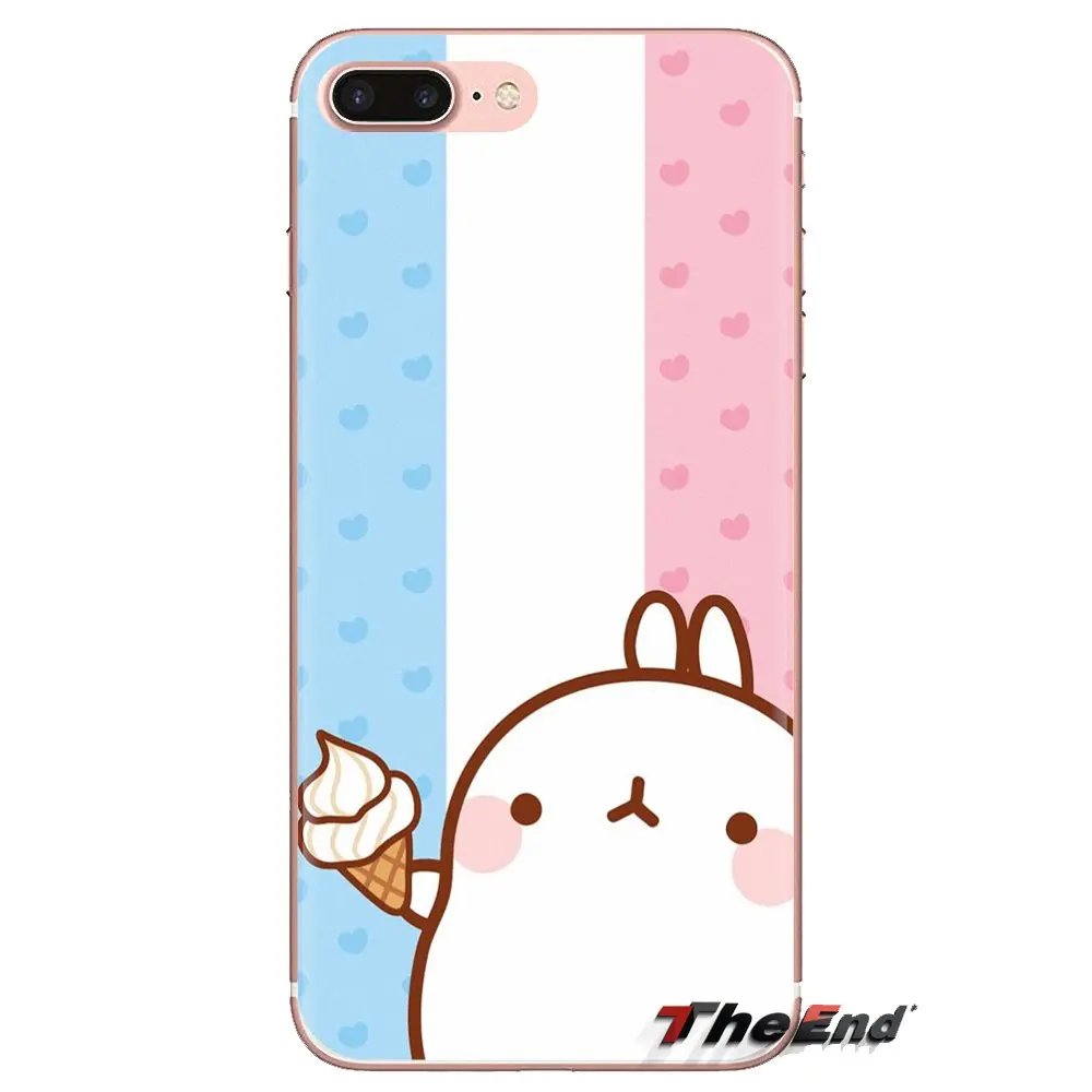 Силиконовый чехол-сумка в Корейском стиле с рисунком картофеля molang розовый для