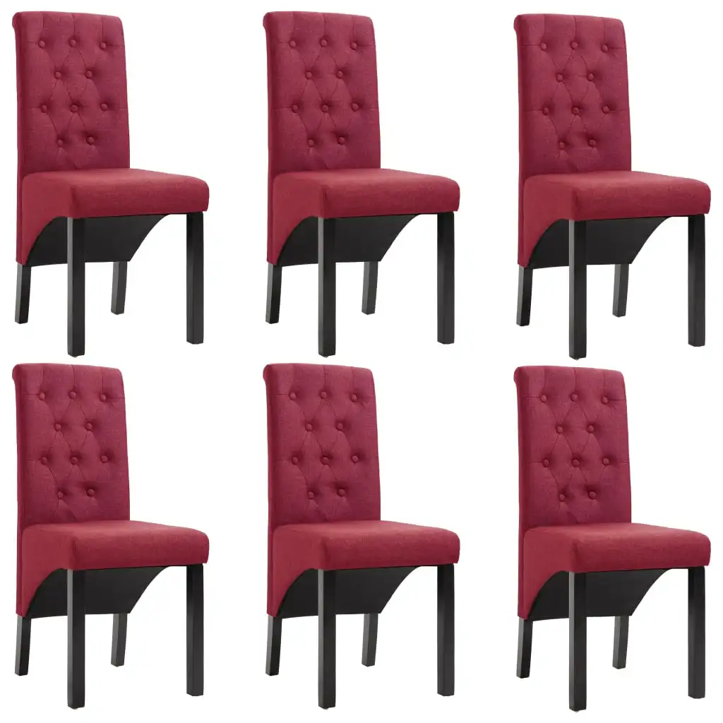 

Dining Chairs 6 pcs Wine Red Fabric
