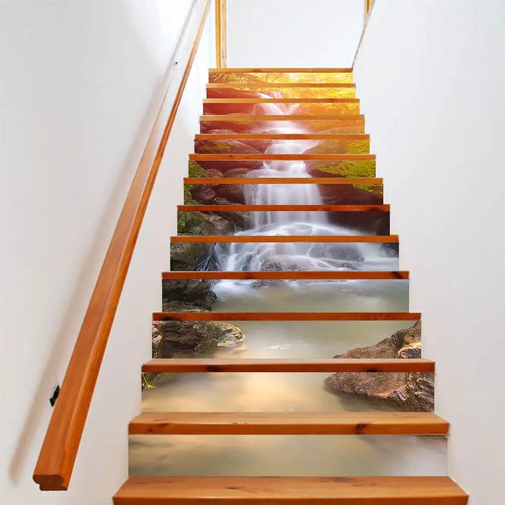 13 шт./компл. наклейки на лестницы солнечный свет водопад художественные фрески