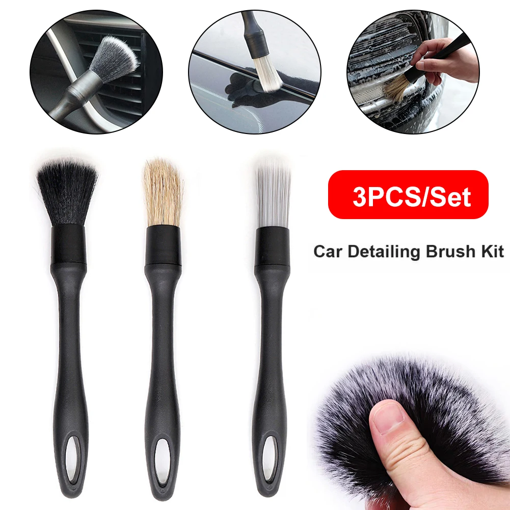 

3pcs Car Detailing Brush Wash Auto Detailing Cleaning Kit Engine Wheel Clean Set