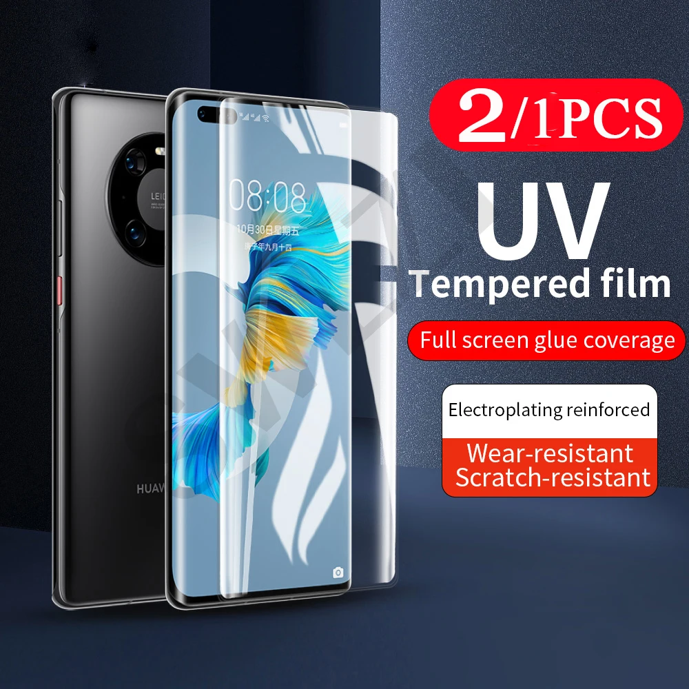 2/1 шт. 9D для Huawei P30 P40 mate 20 30 30E 40 RS 40E nova 7 8 pro plus УФ Закаленное стекло Защитная пленка