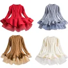 Платье-пачка для девочек, трикотажное вечерние длинным рукавом, на осеньзиму, От 3 до 8 лет