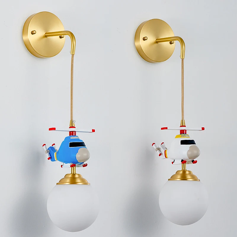 Настенный светильник для детской комнаты медные светодиодные лампы с самолетом