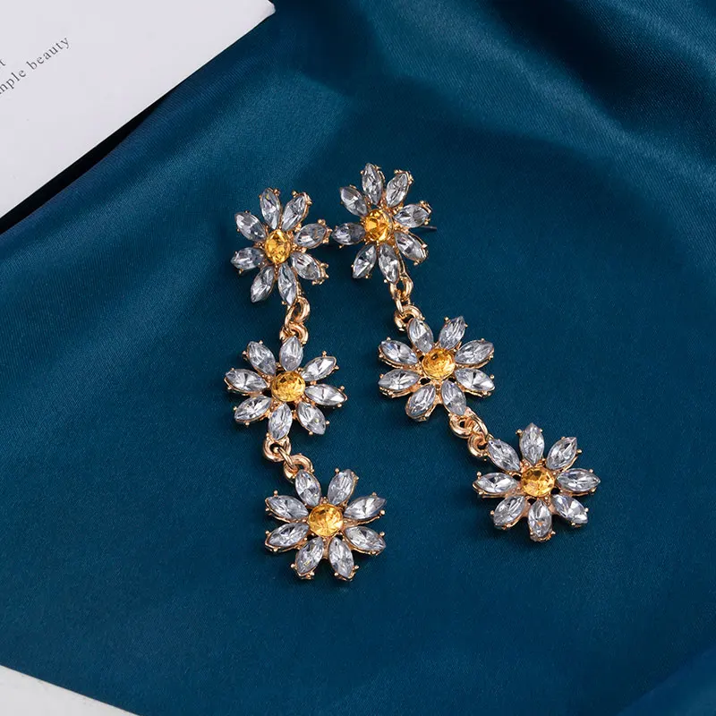Корейские Эффектные серьги с кристаллами для женщин модные ювелирные изделия