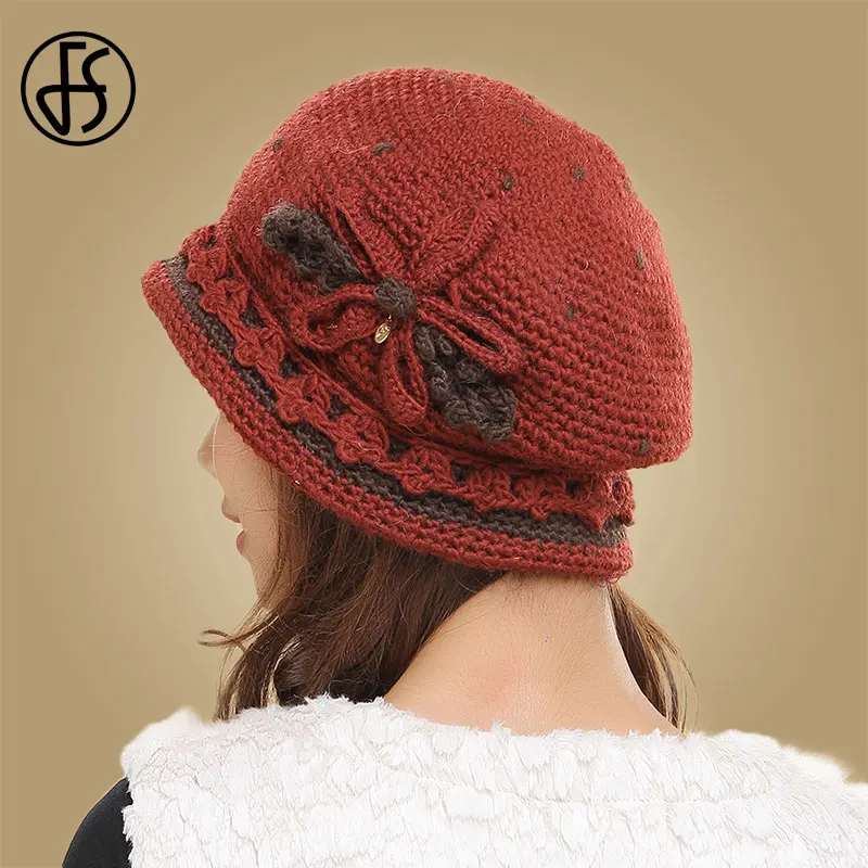 Женские зимние шапки FS вязаные из шерсти теплые эластичные для девушек|beanies for
