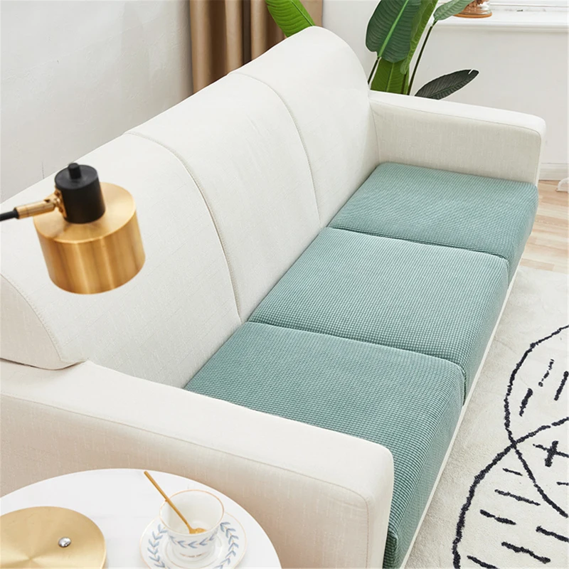 

Sofa Cushion Cover Plaid Polyester Slipcover For Living Room Funiture Protector Seat Cushion Elastic Solid Color
