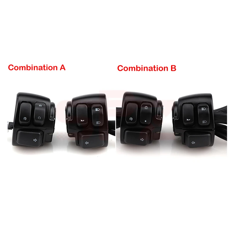 

MoFlyeer 25mm Aluminum Motorcycle Handlebar Control Switches Kill Start Turn Signal Switch Button With Wiring Harness